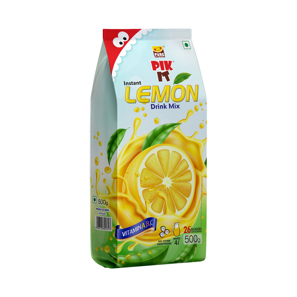 Pure Temptation® PIK IT® Instant Drink Mix - Lemon Fruit Powdered Drink Mix for Kids & Adults - Amazing Flavour Drink Mix - 1x500 grams For 4 Liters
