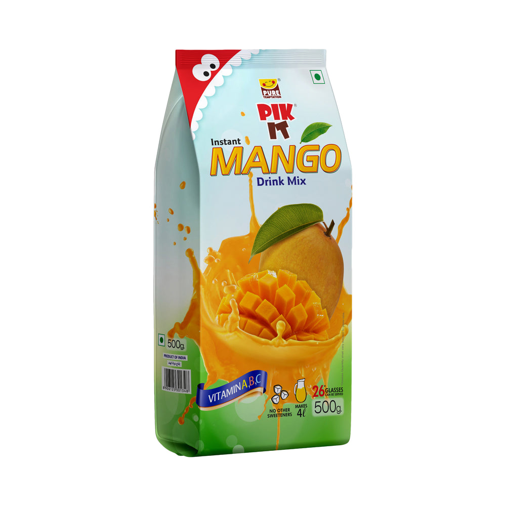 Pure Temptation® PIK IT® Instant Drink Mix - Mango Fruit Powdered Drink Mix for Kids & Adults - Amazing Flavour Drink Mix - 500 grams For 4 Liters