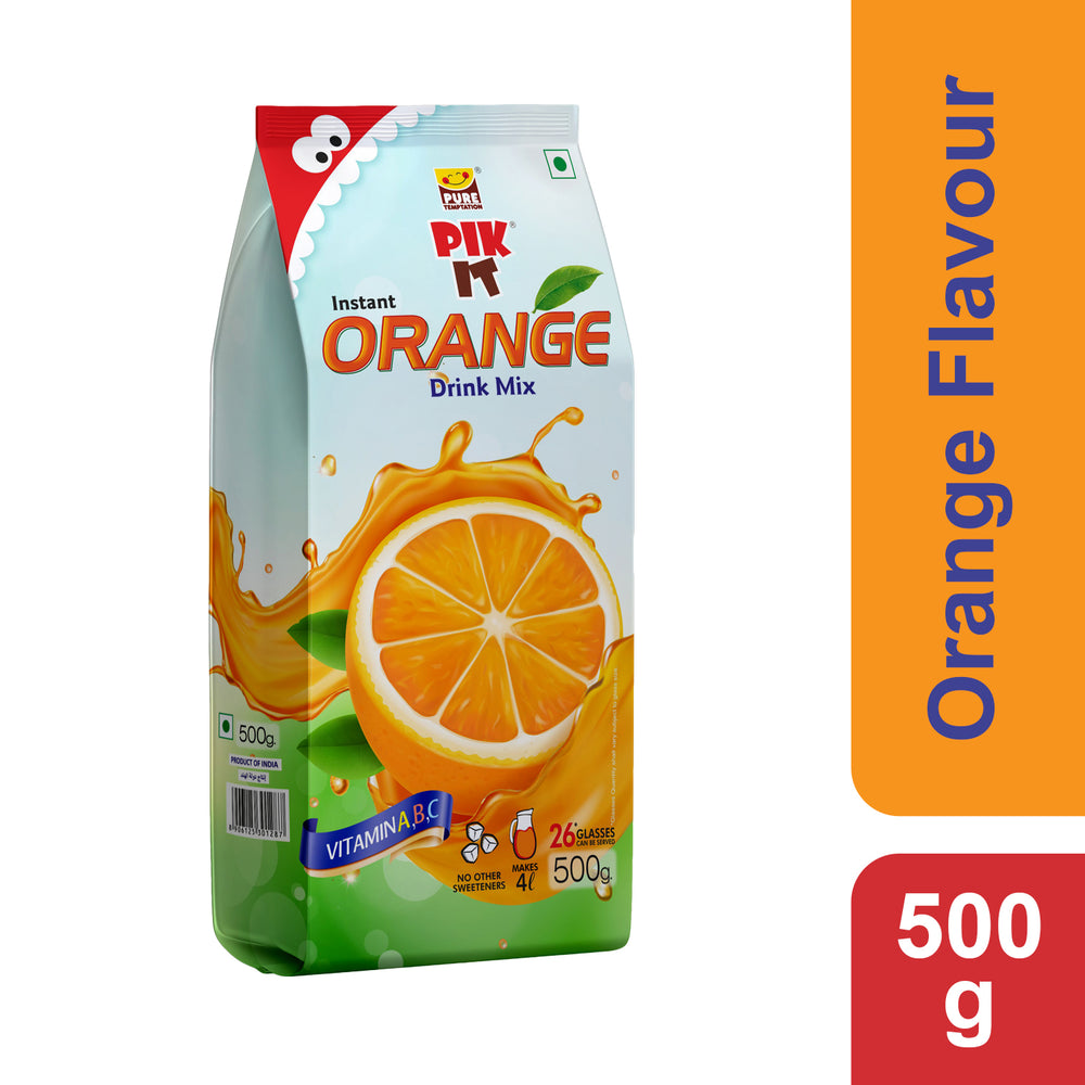 
                  
                    Load image into Gallery viewer, Pure Temptation® PIK IT® Instant Drink Mix - Orange Fruit Powdered Drink Mix for Kids &amp;amp; Adults - Amazing Flavour Drink Mix - 500 grams For 4 Liters
                  
                