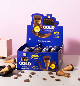 Pure Temptation Chocoblast Waffle Cones [10pcs] – Choco-Filled, Non-Meltable Gift Box with Roasted Hazelnut, Individually Wrapped Snacks for Kids & Adults.