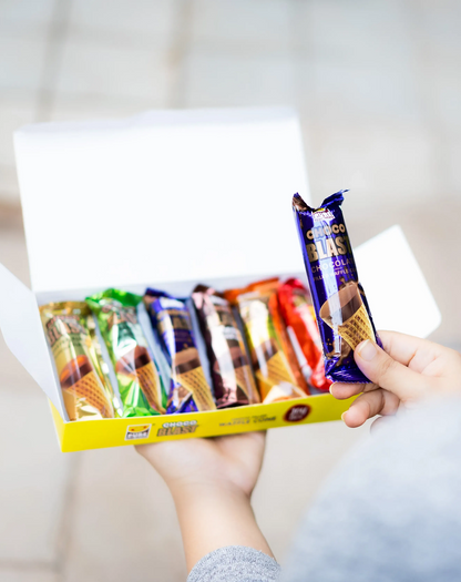 Pure Temptation Chocoblast Waffle Cones [10pcs] – Choco-Filled, Non-Meltable Gift Box with Roasted Hazelnut, Individually Wrapped Snacks for Kids & Adults.