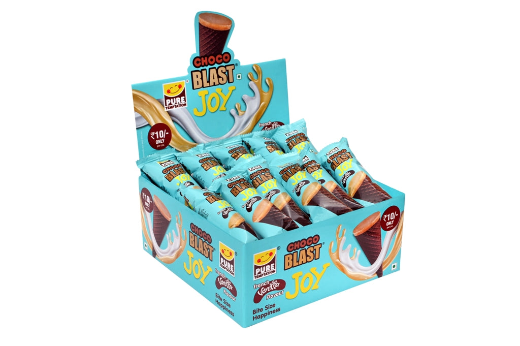 Pure Temptation® Chocoblast - Joy French Vanilla Filled Mini Cones - Display Pack Gift Box 1x36