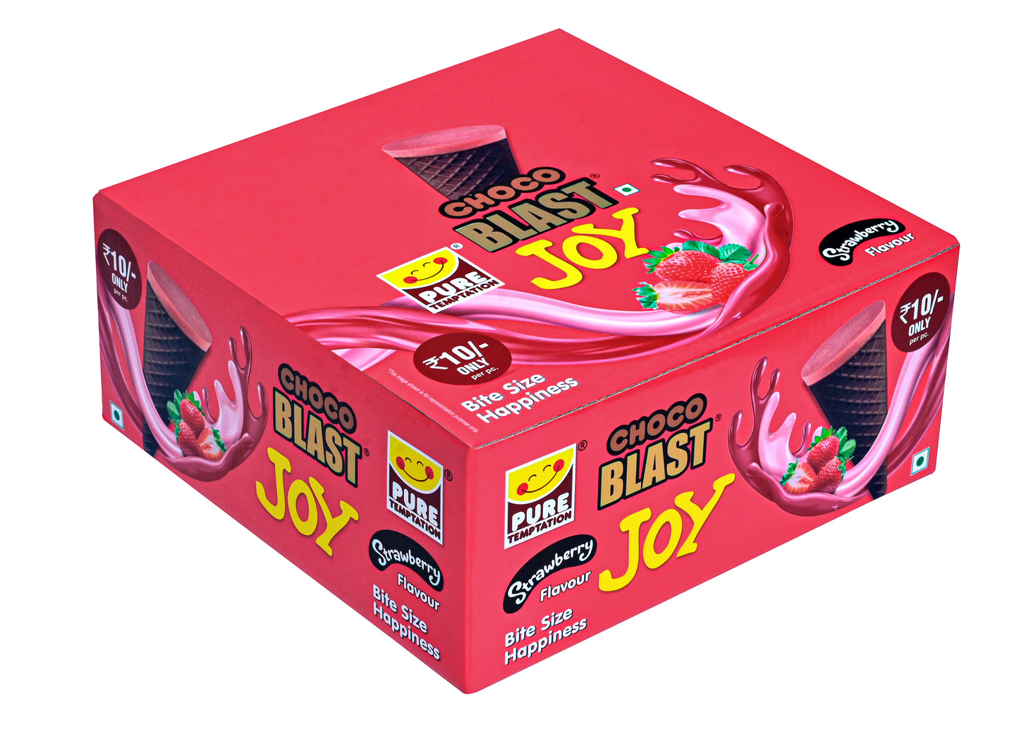 Pure Temptation® Chocoblast - Joy Strawberry Filled Mini Cones - Display Pack Gift Box 1x36