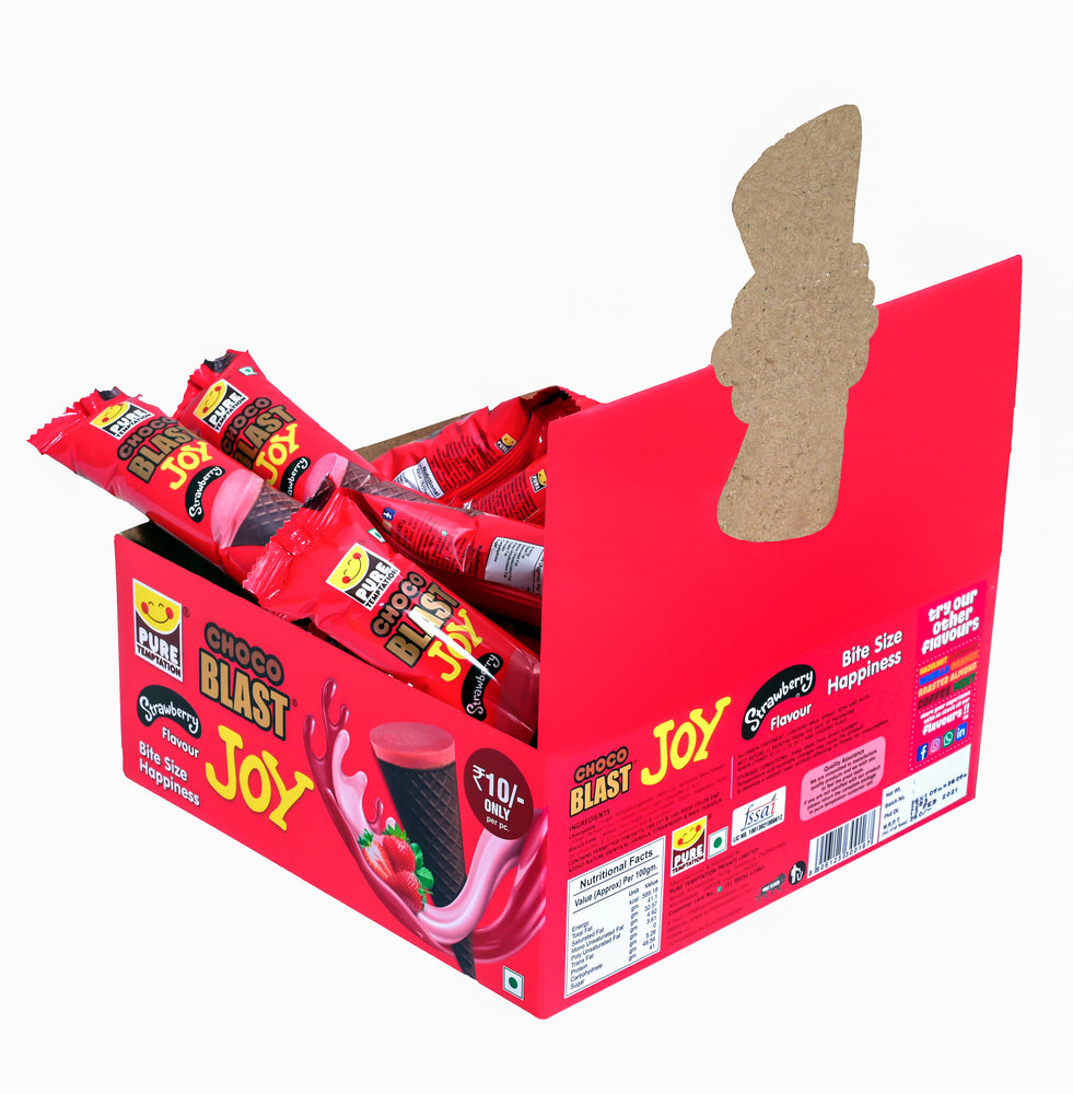 
                  
                    Load image into Gallery viewer, Pure Temptation® Chocoblast - Joy Strawberry Filled Mini Cones - Display Pack Gift Box 1x36
                  
                