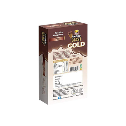 Pure Temptation® Gold Chocoblast - Premium Chocolate Filled Waffle Cones - Coffee Flavour 1X10X3
