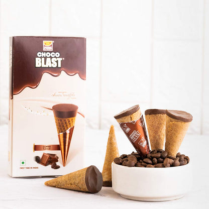 Pure Temptation® Gold Chocoblast - Premium Chocolate Filled Waffle Cones - Coffee Flavour 1X10X3