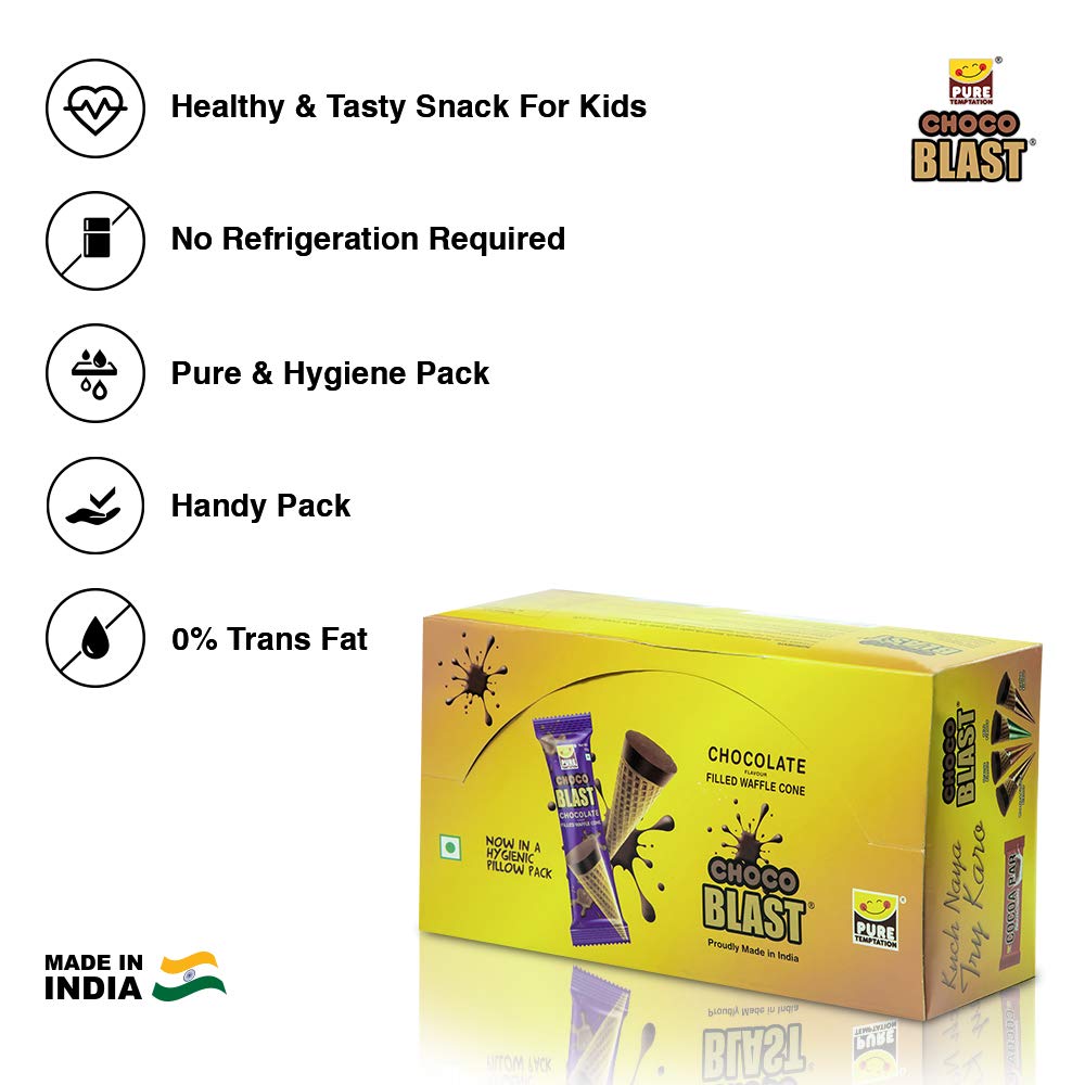 Pure Temptation® Chocoblast - Chocolate Flavour Filled Waffle Cones Party Pack 1x25x20