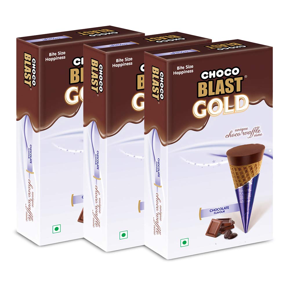Pure Temptation® Gold Chocoblast - Premium Chocolate Filled Waffle Cones - Chocolate Flavour 1X10X3