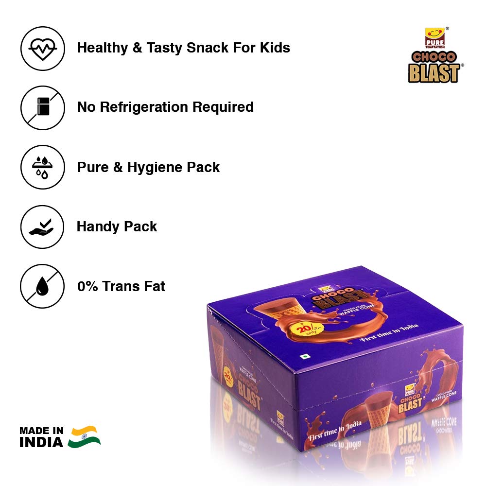 Pure Temptation® Chocoblast - Premium Gold Chocolate Filled Waffle Cones - Display Pack Gift Box