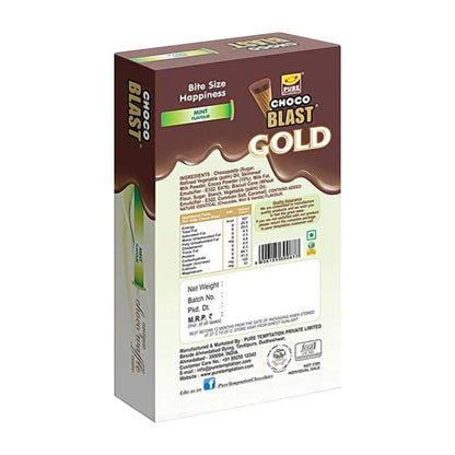 Pure Temptation® Gold Chocoblast - Premium Chocolate Filled Waffle Cones - Mint Flavour 1X10X3