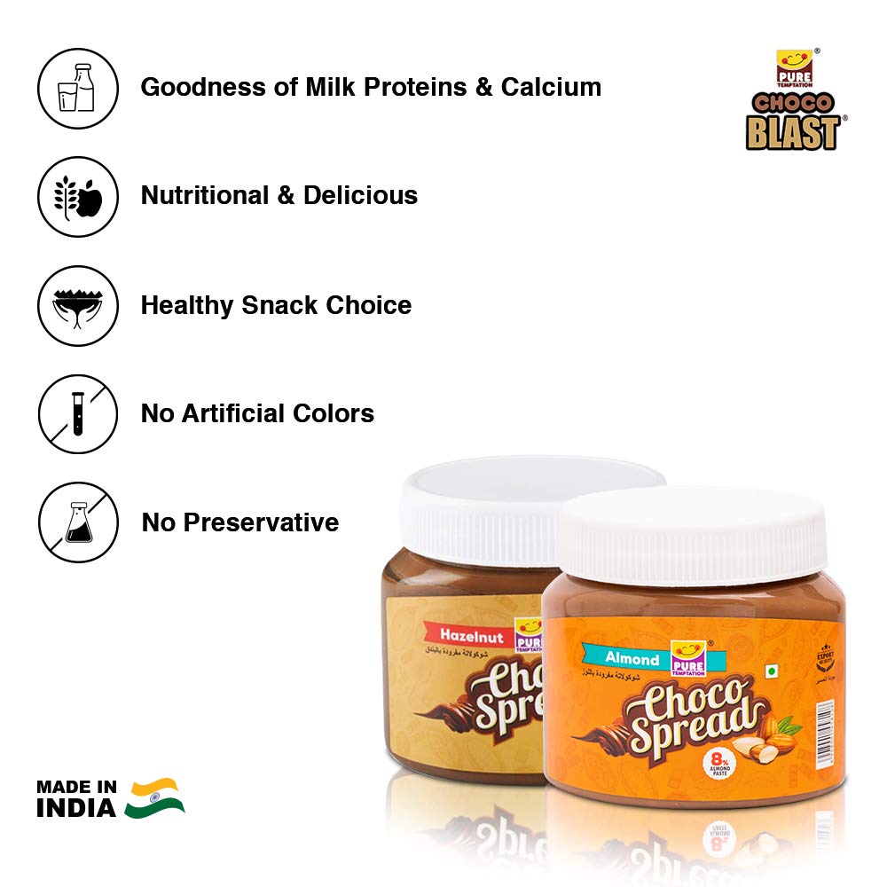 Pure Temptation® Premium Hazelnut Flavoured Chocolate Spread + Almond Flavoured Chocolate Choco Spread