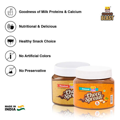 Pure Temptation® Premium Hazelnut Flavoured Chocolate Spread + Almond Flavoured Chocolate Choco Spread