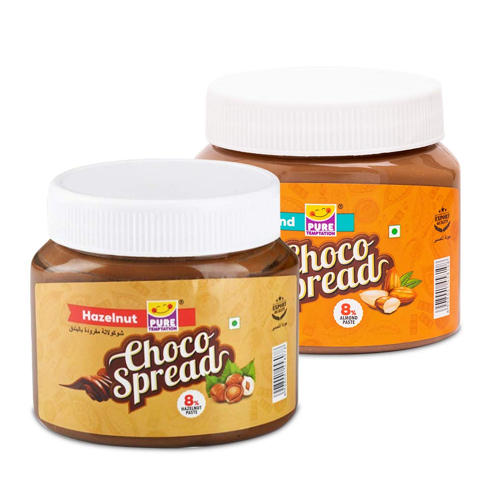 Pure Temptation® Premium Hazelnut Flavoured Chocolate Spread + Almond Flavoured Chocolate Choco Spread