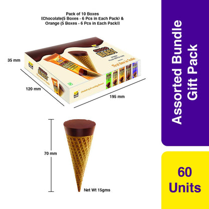 Pure Temptation® Chocoblast - Chocoblast Filled Waffle Cones - Chocolate & Orange Flavours