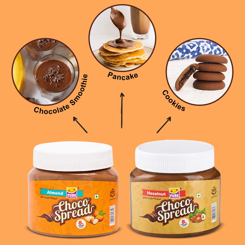 
                  
                    Load image into Gallery viewer, Pure Temptation® Premium Hazelnut Flavoured Chocolate Spread + Almond Flavoured Chocolate Choco Spread
                  
                