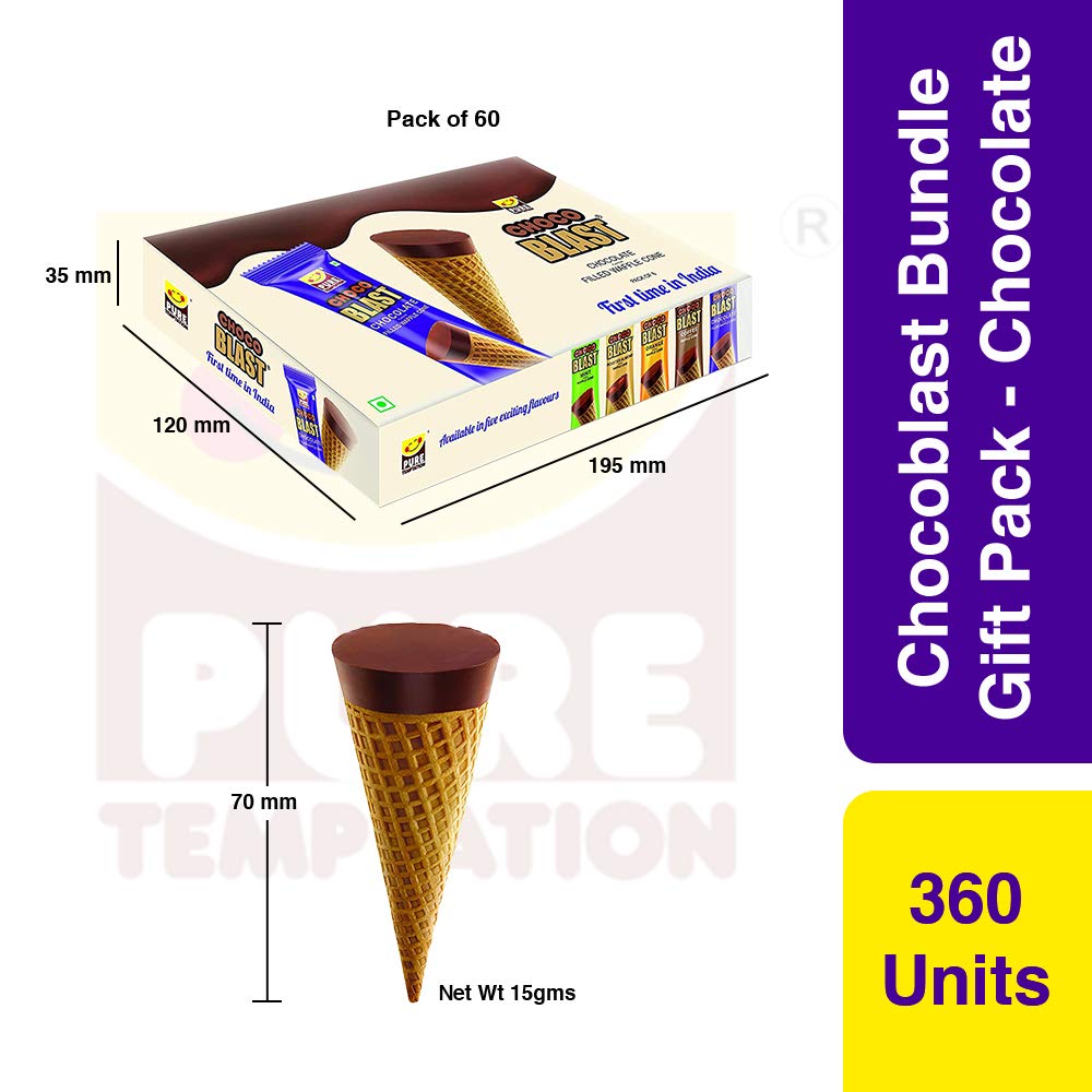 Pure Temptation® Chocoblast - Chocolate Filled Waffle Cones - Chocolate Flavour Bulk Pack