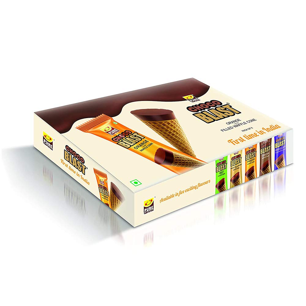 Pure Temptation® Chocoblast - Chocoblast Filled Waffle Cones - Chocolate & Orange Flavours