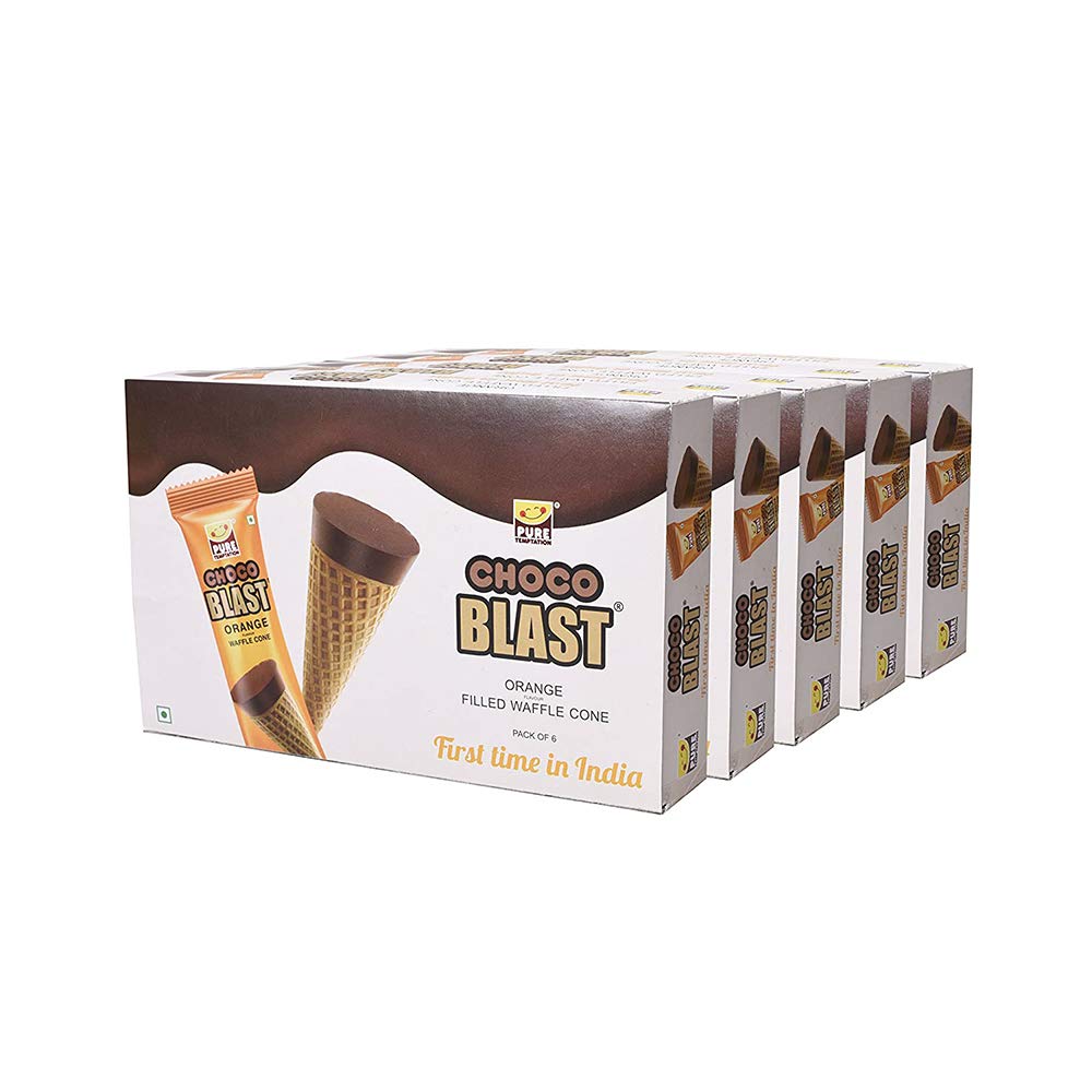 Pure Temptation® Chocoblast - Chocolate Filled Waffle Cones - Orange Flavour Packs