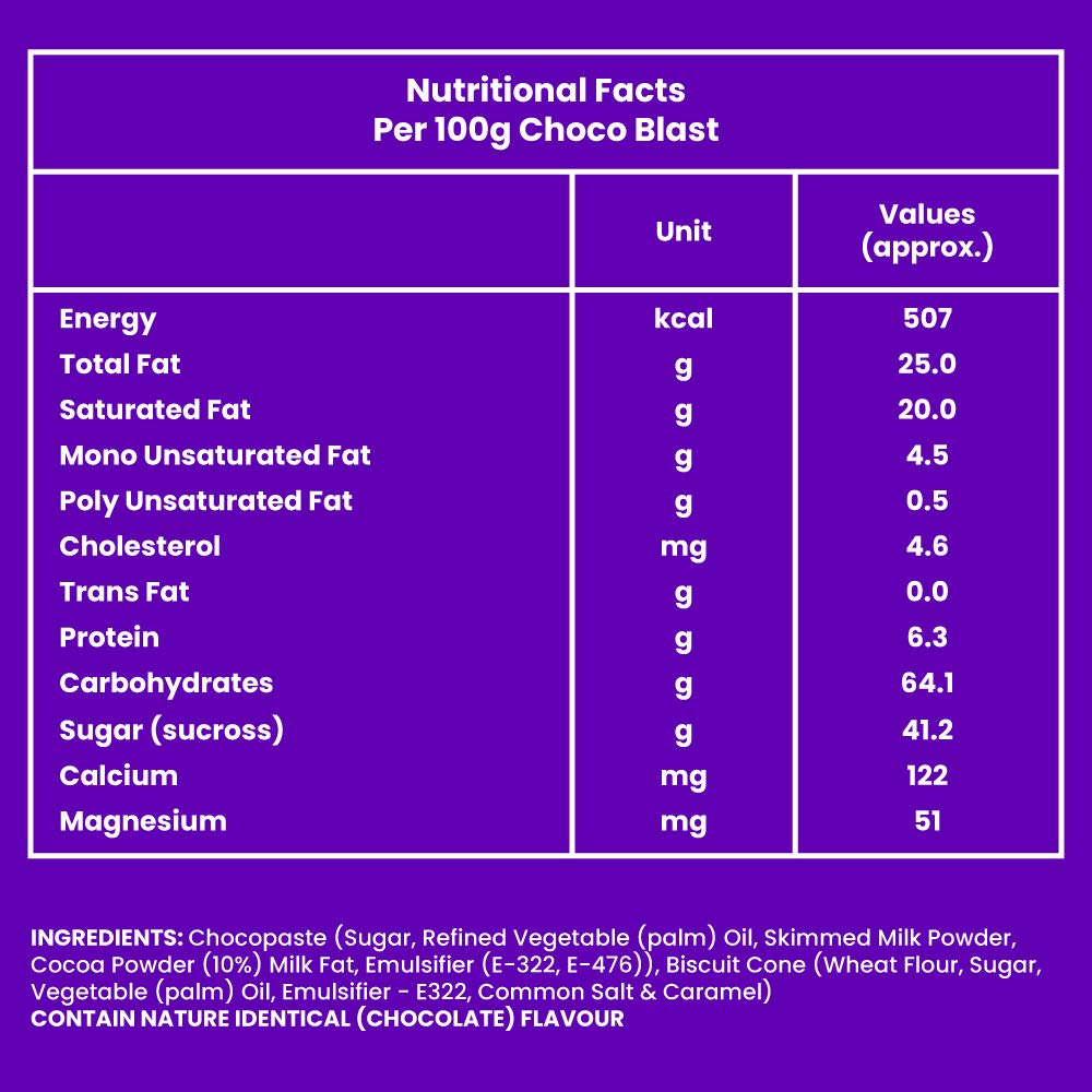 Pure Temptation® Chocoblast - Chocolate Flavour Filled Waffle Cones Party Pack 1x25x20