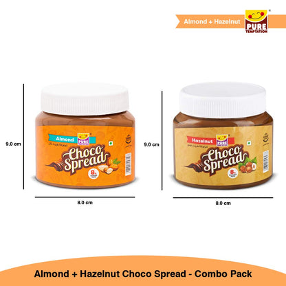 Pure Temptation® Premium Hazelnut Flavoured Chocolate Spread + Almond Flavoured Chocolate Choco Spread
