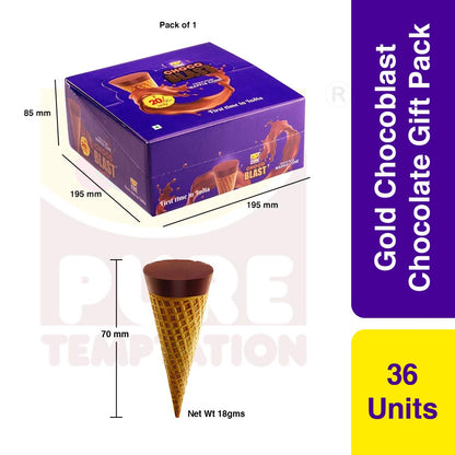 Pure Temptation® Chocoblast - Premium Gold Chocolate Filled Waffle Cones - Display Pack Gift Box