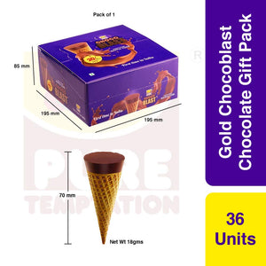 
                  
                    Load image into Gallery viewer, Pure Temptation® Chocoblast - Premium Gold Chocolate Filled Waffle Cones - Display Pack Gift Box
                  
                