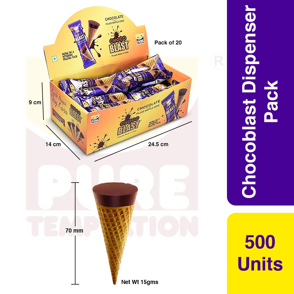 Pure Temptation® Chocoblast - Chocolate Flavour Filled Waffle Cones Party Pack 1x25x20