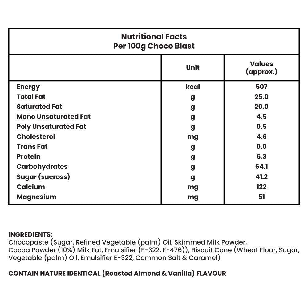 Pure Temptation® Chocoblast - Chocoblast Filled Waffle Cones - Roasted Almond Flavour