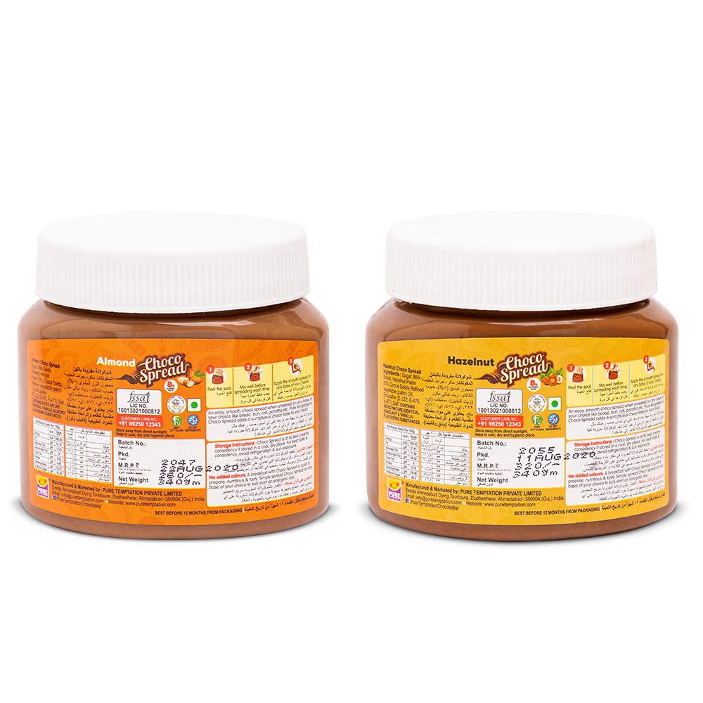 Pure Temptation® Premium Hazelnut Flavoured Chocolate Spread + Almond Flavoured Chocolate Choco Spread