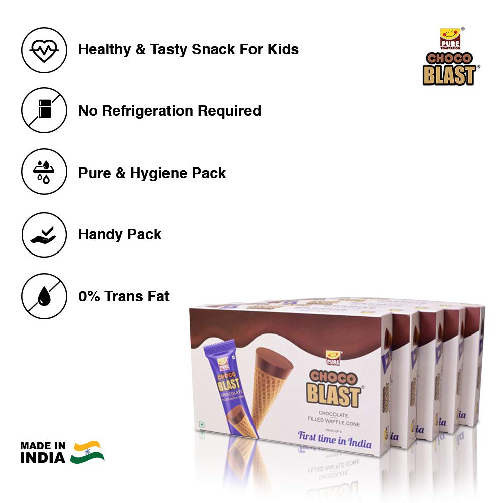 Pure Temptation® Chocoblast - Chocolate Filled Waffle Cones - Chocolate Flavour Bulk Pack