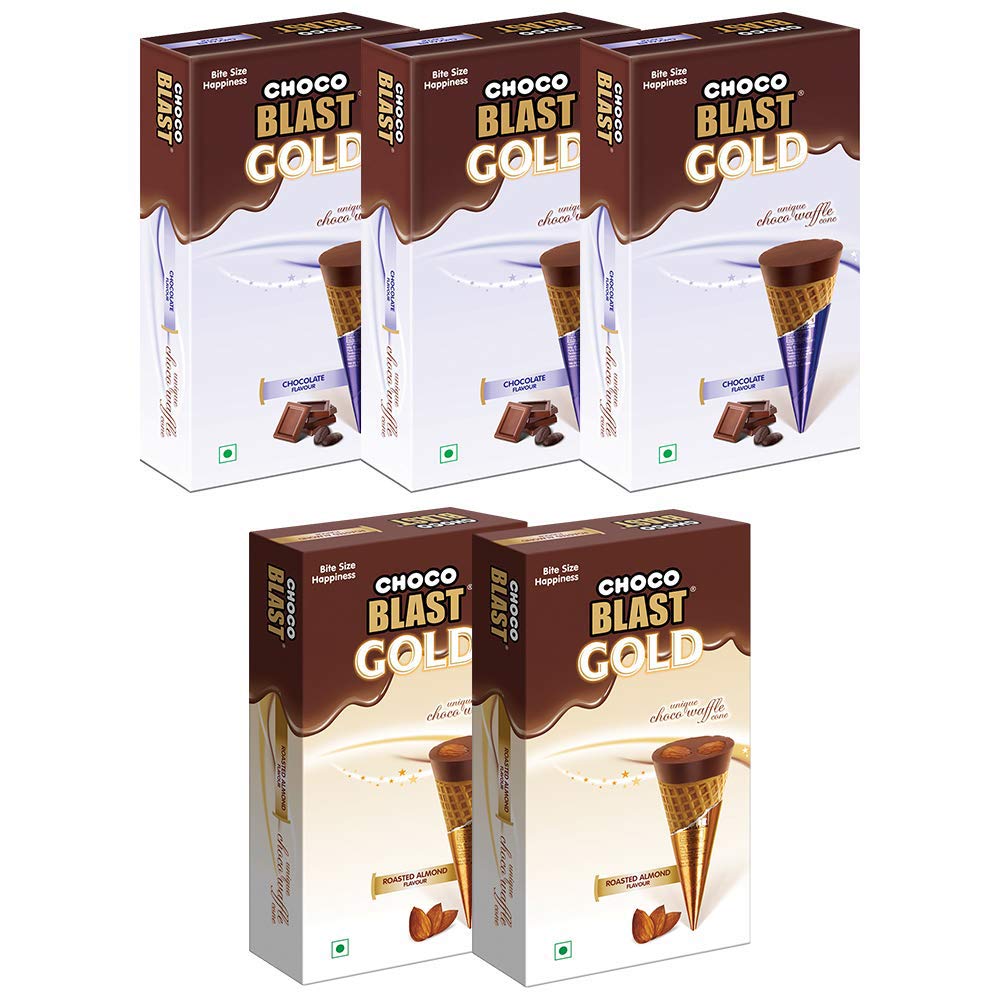 Pure Temptation® Gold Chocoblast - Premium Chocolate Filled Waffle Cones - Roasted Almost (1X10X2) and Chocolate Flavour Packs (1X10X3)