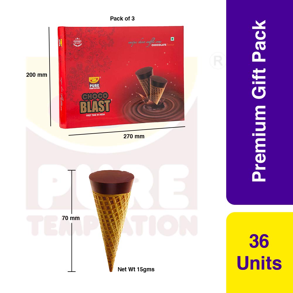 Pure Temptation® Chocoblast - Chocolate Filled Waffle Cones - Premium Gift Packs