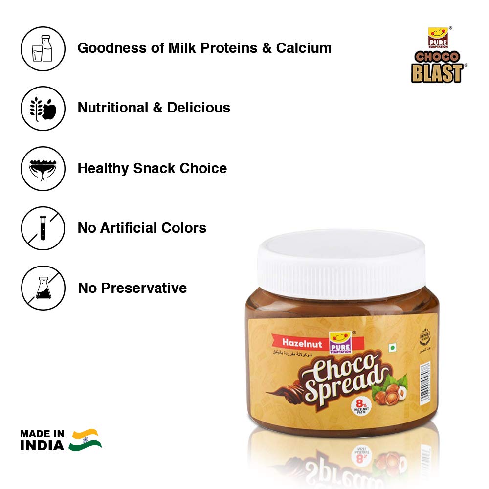 Pure Temptation® Premium Hazelnut Flavoured Chocolate Choco Spread Jar 340g