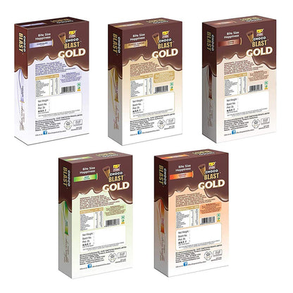 Pure Temptation® Gold Chocoblast - Premium Chocolate Filled Waffle Cones - Chocolate + Roasted Almond + Coffee + Mint + Orange Flavours