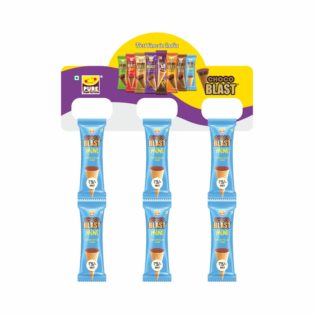 Pure Temptation® Chocoblast - Mini Chocolate Filled Cones - Chocolate Flavour 1x48 pcs pack